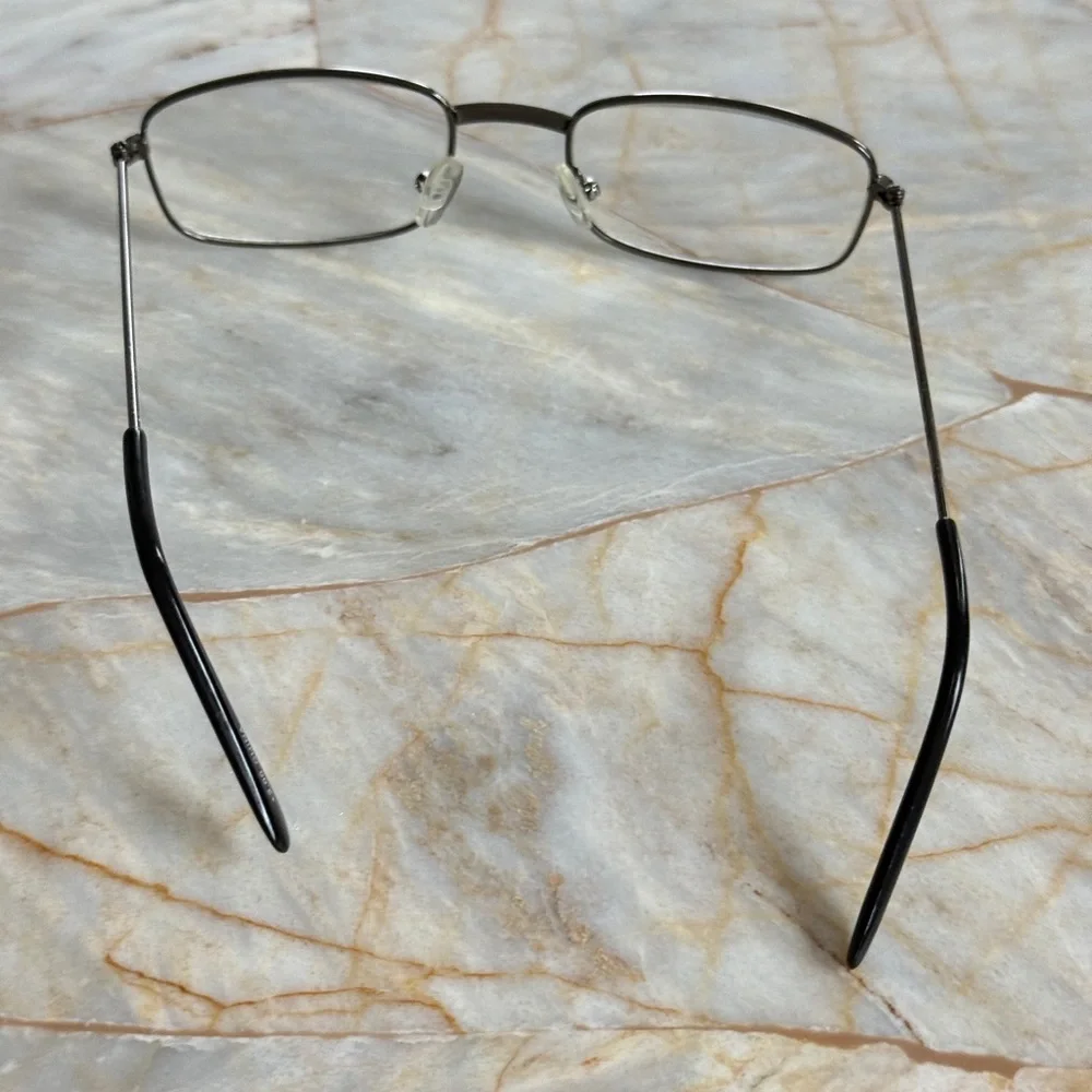 Men's or Womens +2.00 Reading Glasses Rectangle Metal Frame Glasses in Silver +2